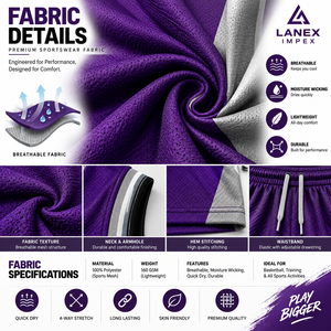 Ensembles de shorts et maillots de basket-ball violets personnalisés en gros, uniformes d'équipe athlétique professionnels pour hommes, fournisseur de vêtements de sport OEM ODM - Product Image 5