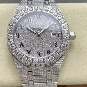 Montre à quartz de luxe moderne pour homme, sertie de diamants Moissanite, design tendance, montre haut de gamme pour homme, entièrement sertie de diamants Moissanite - Product Image 1