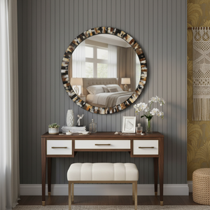 Grand miroir mural en résine 43x29 pouces, miroir rectangulaire décoratif avec cadre pour salon, chambre, salle de bain, décoration intérieure moderne - Product Image 4