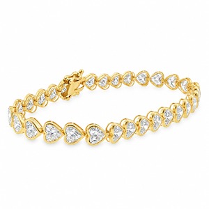 กำไลข้อมือเพชรทรงหัวใจทองคำแท้ 14K สำหรับผู้หญิง ได้รับการรับรองจาก GIA สี D เครื่องประดับแต่งงานสุดคลาสสิก - Product Image 4