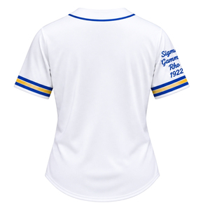 Maillot de baseball personnalisé pour femmes Sigma Gamma Rho, lettres grecques, manches courtes, boutons sur le devant, vêtements de sport, vente en gros - Product Image 2