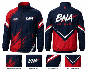 Veste de sport personnalisée pour arts martiaux, veste d'échauffement haut de gamme pour MMA, boxe, karaté, veste zippée intégrale, fabricant de vêtements de sport par sublimation - Product Image 1