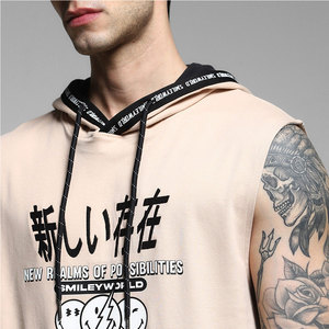 Camiseta Deportiva Personalizada de Algodón para Hombre, Camiseta sin Mangas con Capucha para Gimnasio, Fitness, Entrenamiento, Camiseta Deportiva sin Mangas - Product Image 6