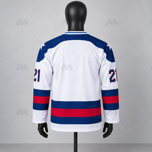 Maillots de hockey sur glace américains 2025 personnalisés, broderie 3D, antibactériens, pour adultes, 100 % polyester, maille teinte, manches longues - Product Image 2