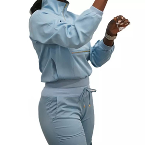 Blouse médicale esthétique anti-rides à manches longues avec fermeture éclair en acier inoxydable, grande taille, pour infirmières et professionnels de santé - Product Image 2