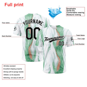เสื้อเบสบอลลายหินอ่อนสีเขียวขาวแบบกำหนดเอง แขนสั้นสำหรับผู้ชาย ระบายอากาศได้ดี เหมาะสำหรับทีม ใส่ได้ทุกฤดู ทรงปกติสำหรับผู้ใหญ่ - Product Image 2