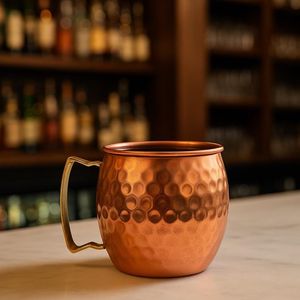 Copper mule mug set for stylish gourmet refreshment lounges hammered finish metal <b>cups</b> durable <b>reusable</b> serving party mugs - Product Image 5
