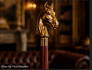 Chausse-pied de luxe vintage en laiton avec manche en bois en forme de tête de cheval, décoration décorative pour la maison et le salon - Product Image 4