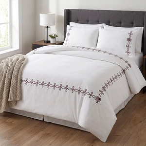 Custom Embroidery Geometric Pattern 100% Cotton Duvet Cover <b>Sets</b> European-American Style Home <b>Bedding</b> Machine Washable - Product Image 3