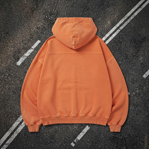 Sweat à capuche unisexe délavé à l'acide, brodé et vieilli, 500 GSM, épais, style vintage, pull-over, pour l'hiver, coupe ample - Product Image 6