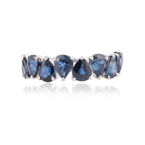 14K <b>Gold</b> Pear Cut Blue Sapphire Statement <b>Ring</b> - Product Image 2