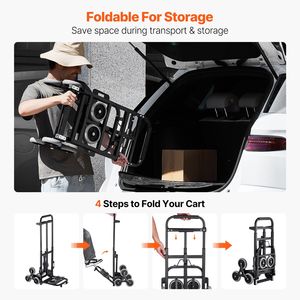 Carrello Saliscale Pieghevole per Carichi Pesanti da 208 kg (460 libbre) con 6 Ruote e Doppia Maniglia, Carriola in Ferro per Traslochi - Product Image 5