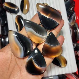 High Quality Natural Black Banded Agate Marquise Cut Pear Cut Color Play Mixed Free Size Third Party Certified Wholesale - Product Image 2