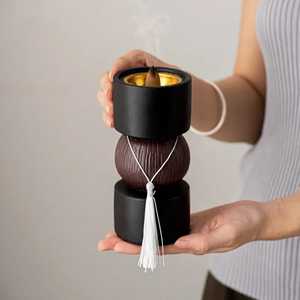 Brûleur de Bakhoor Élégant en Résine et Bois, Porte-Encens Oud Arabe de Luxe, Mabkhara Premium Spécial Ramadan Aïd, Décoration Aromathérapie - Product Image 6