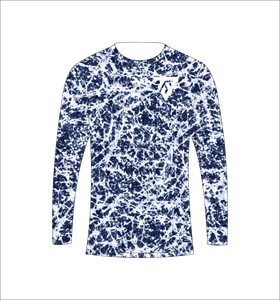 เสื้อยืดแขนยาวลายพรางสีน้ำเงินขาวสำหรับผู้ชาย พิมพ์ลายตามสั่ง ระบายอากาศได้ดี เหมาะสำหรับการล่าสัตว์ ตกปลา ออกกำลังกาย เล่นกีฬา และฝึกซ้อม - Product Image 2