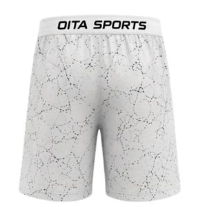 <b>White</b> Black Speckled Print Sports <b>Shorts</b> with Elastic Waistband Lightweight Breathable Athletic Gym Fitness Training Performance - Product Image 2