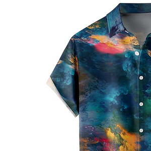 เสื้อเชิ้ตชายหาดลายดอกฮาวายสำหรับผู้ชาย แขนสั้น สวมใส่สบาย เหมาะสำหรับวันหยุดฤดูร้อน ผ้าทวิลล์ระบายอากาศได้ดี - Product Image 3