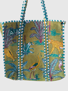 Bohemian Cotton Tote Bag With <b>Leopard</b> <b>Print</b> Embroidery Open Top Design For Summer Beach Use - Product Image 4