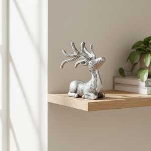 Silver Deer Figurine Handmade Metal Animal Sculpture Tabletop Decor <b>Christmas</b> Ornament Living Room Decoration - Product Image 6