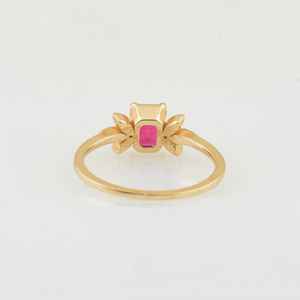Anillo de Compromiso con Rubí Rojo, Corte Esmeralda, Plata de Ley 925, Chapado en Oro de 14K, Anillo de Boda Delicado - Product Image 2