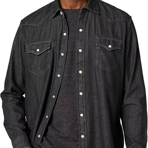 Chemise en jean décontractée pour homme de haute qualité, printemps-automne, manches longues, poche poitrine unique, col pointu - Product Image 1