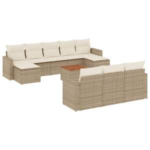Ensemble de canapés de jardin beige 11 pièces en osier contemporain résistant aux intempéries pour l'extérieur - Product Image 4