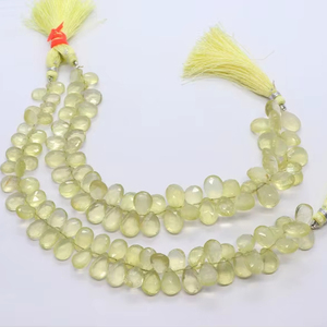 Cuentas de Cuarzo Limón Natural AAA, Forma de Pera Facetada, 7x11 mm, Hilo de 8 Pulgadas, Cuentas de Cuarzo Limón Natural - Product Image 1