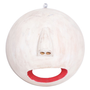 Figurine d'émoticône en bois artisanale - Finition blanche vieillie |   Décoration personnalisée en gros - Product Image 1