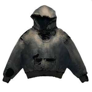 Sweat à capuche oversize personnalisé délavé à l'acide, en molleton épais, style streetwear Y2K, effet vieilli, en coton respirant, vente en gros - Product Image 4