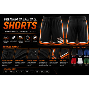 2026 Quick Dry Breathable 100% Polyester Anti-Bacterial Waterproof Basketball Shorts High Quality Comfortable Customized Team - Product Image 2