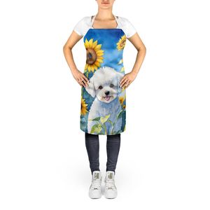 Bichon Frise girasoles Unisex adulto delantal grande Multicolor cocina servidor para cocinar hornear manualidades jardinería-para hombres mujeres - Product Image 2