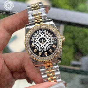 Reloj de Lujo Charm_Jewells de Acero Inoxidable con Caja Redonda de 36 mm, Cuarzo Analógico, Bisel con Diamantes, Moda Femenina - Product Image 3