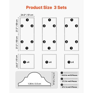 Kit di 3 Pannelli Leggeri per Rivestimento Murale, Facile Installazione, Impermeabili, Verniciabili, in Polistirene, Profilo Largo - Product Image 2