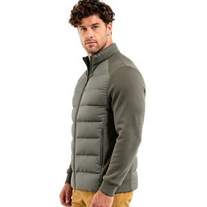 Veste matelassée beige pour homme, col montant, coupe-vent, décontractée, hiver, avec fermeture éclair, coupe régulière, rembourrage en polyester - Product Image 6
