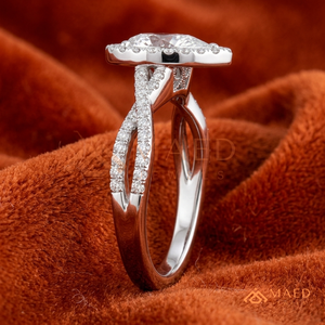 925 Sterling Silver Pear Cut Halo Engagement <b>Ring</b> Women Twisted <b>Split</b> Shank Pave Band American Diamond CZ Wedding <b>Ring</b> - Product Image 2