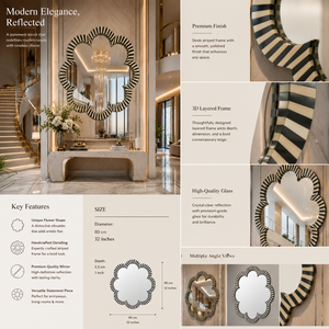 Miroir mural rond noir nuage, design galet, miroir décoratif pour salle de bain, chambre, salon, moderne et élégant, à fixer au mur, 32 pouces - Product Image 5