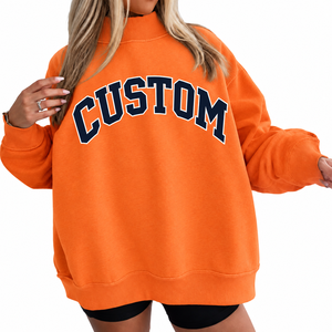 Wholesale Price Women's Customized Oversized Winter Front <b>Mock</b> Neck Long Sleeve Sweatshirt Polyester/Cotton Material Breathable - Product Image 1
