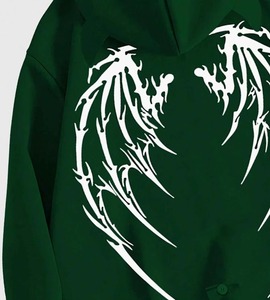 Sweat-shirt à capuche imprimé tendance de haute qualité, streetwear, surdimensionné, noir, pour hommes et femmes - Product Image 3