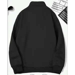 เสื้อสเวตเชิ้ตผู้ชายแบบครึ่งซิป ทรงโอเวอร์ไซส์ สีเทาล้วน คอเต่า ผ้าฟลีซ สตรีทแวร์ OEM ผ้าฝ้าย เสื้อลำลอง - Product Image 2