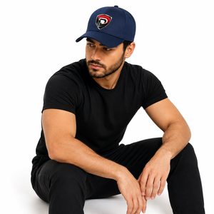 D Navy Blue 6-Panel Baseball <b>Cap</b> Shield Logo Back Curved Part 3D Embroidery Letter Unisex Casual Adjustable Fit Mesh Fabric - Product Image 5