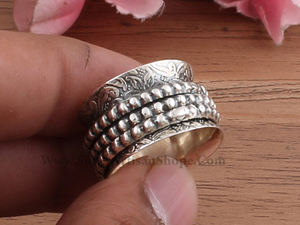 Anillo Giratorio de Plata de Ley 925 con Cuentas Antiestrés, Anillo de Meditación Boho para Mujer y Hombre, Joyería de Boda al por Mayor - Product Image 4