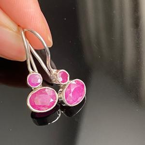 Pendientes Colgantes de Plata de Ley 925 con Rubí, Forma Ovalada, Joyería Hecha a Mano, Regalo de Piedra de Nacimiento de Julio para Mujer, Regalo de Navidad - Product Image 5