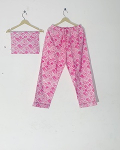 Ensemble de pyjama pour femmes, motif ethnique imprimé à la main, rose, peau sensible, haute qualité, prix de gros - Product Image 3