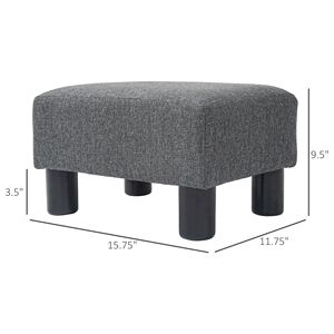 Charcoal Gray Cube Ottoman Small <b>Foot</b> <b>Rest</b> with Linen Fabric Upholstery and Plastic Legs for Home Office or Hotel - Product Image 3