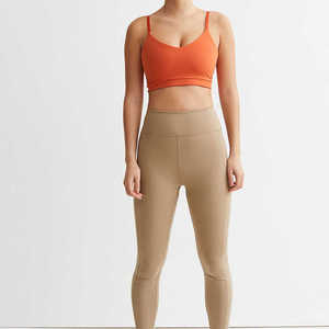 Sujetador deportivo de tirantes finos naranja para mujer, sin costuras, soporte medio, ropa deportiva para yoga, transpirable, color liso - Product Image 4