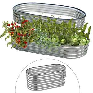 Bac à plantes surélevé en acier galvanisé ovale, lit de jardin surélevé en métal pour plantes, légumes et fleurs GB01624 - Product Image 3
