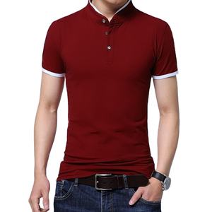 Col plat en coton tricoté respirant, design vierge personnalisé OEM, style décontracté chic, pour chemise d'été à manches courtes pour homme - Product Image 1