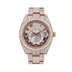 Esfera romana clásica forma redonda oro rosa plata VVS certificado Moissanite tendencia Premium reloj Hip Hop Buss down reloj para regalo - Product Image 1