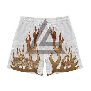 Shorts de basketball en maille 100 % polyester personnalisés style streetwear, confortables et décontractés, avec taille élastique, shorts de bain en maille avec cordon de serrage - Product Image 5