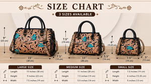 Chic Attire Women's Hand-Tooled Floral Genuine Leather 15-Inch Turquoise Leaf Design Lightweight Durable Eco-Friendly <b>Duffel</b> <b>Bag</b> - Product Image 2